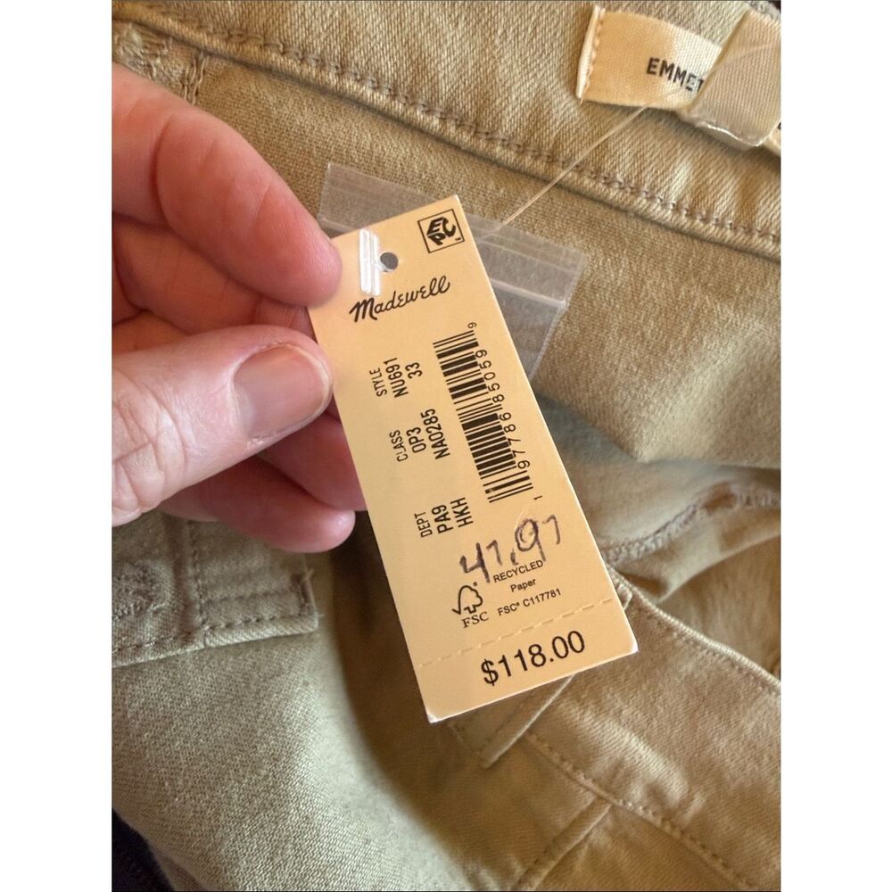 Madewell Emmett Wide-Leg Patch Pocket Jeans in Heritage Khaki NWT size 33 - Picture 5 of 12